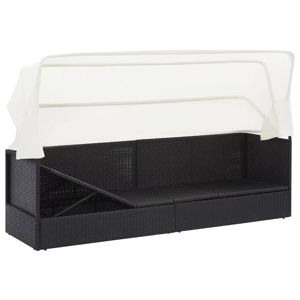 Adjustable Sun Lounger with Canopy and Cushion S70734