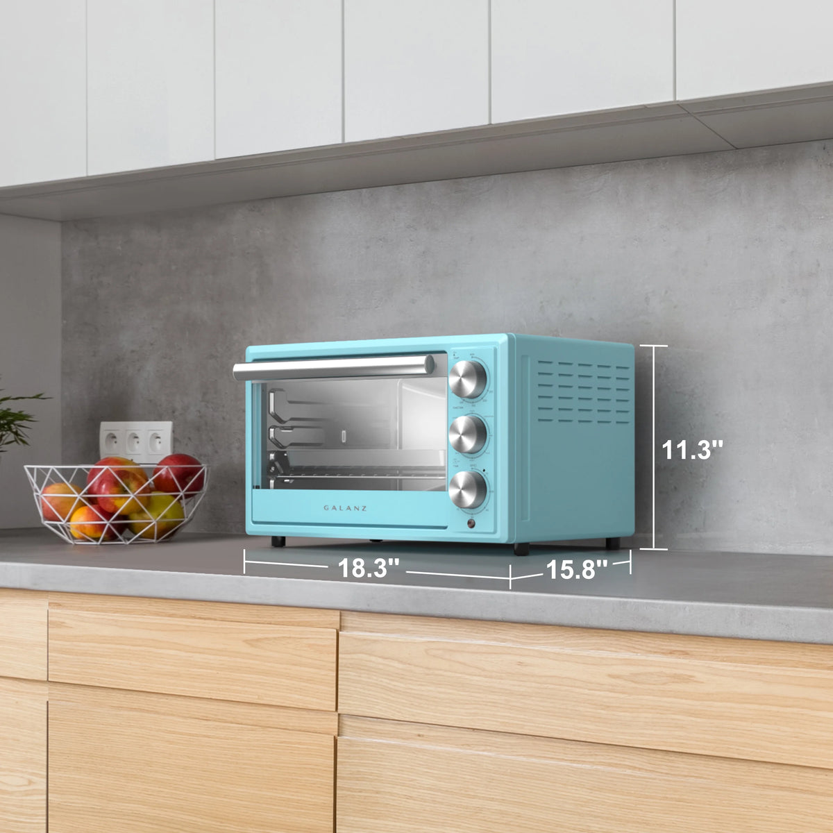 Blue Retro Toaster Oven with Convection, 1500W, 0.9 Cu.Ft S828