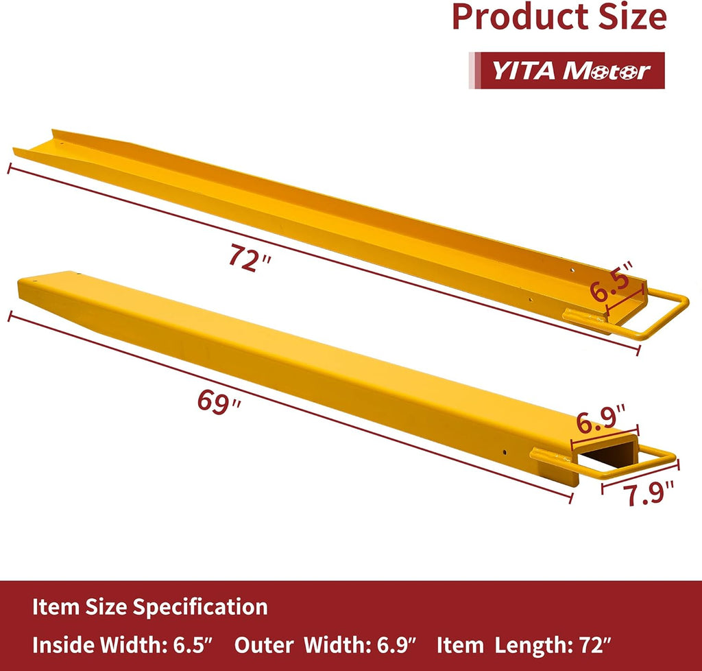 Yellow Steel Pallet Fork Extension 72 Inch P967