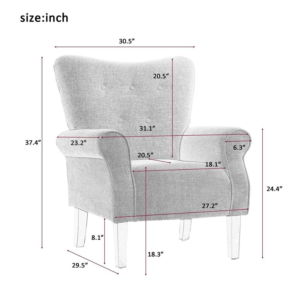 Blue Wing Back Accent Chair with Wooden Legs U211