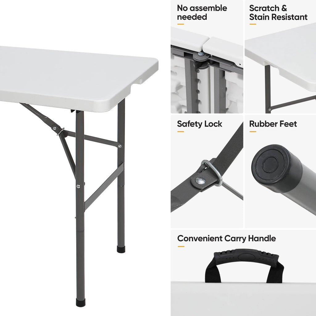 4FT White Plastic Folding Table J517832