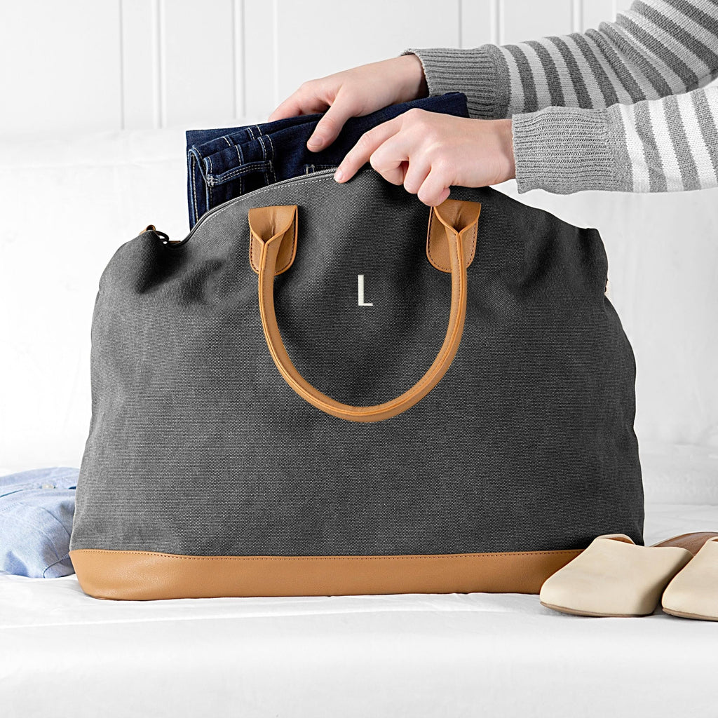 Black Washed Canvas Weekender B817