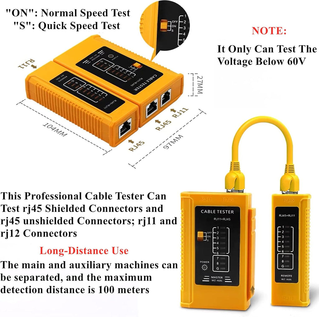 rj45 Crimp Tool Kit with Cat7 Shielded Connectors and Network Tester K36674