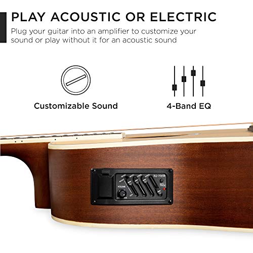 41in All Wood Acoustic Electric Guitar Starter Set with Case Strap Picks Sunburst T34926