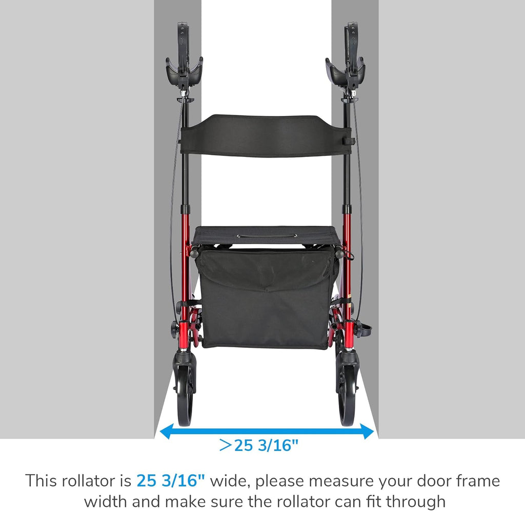 Upright Rollator Walker with Seat 4 Wheels 300 Lbs C5148