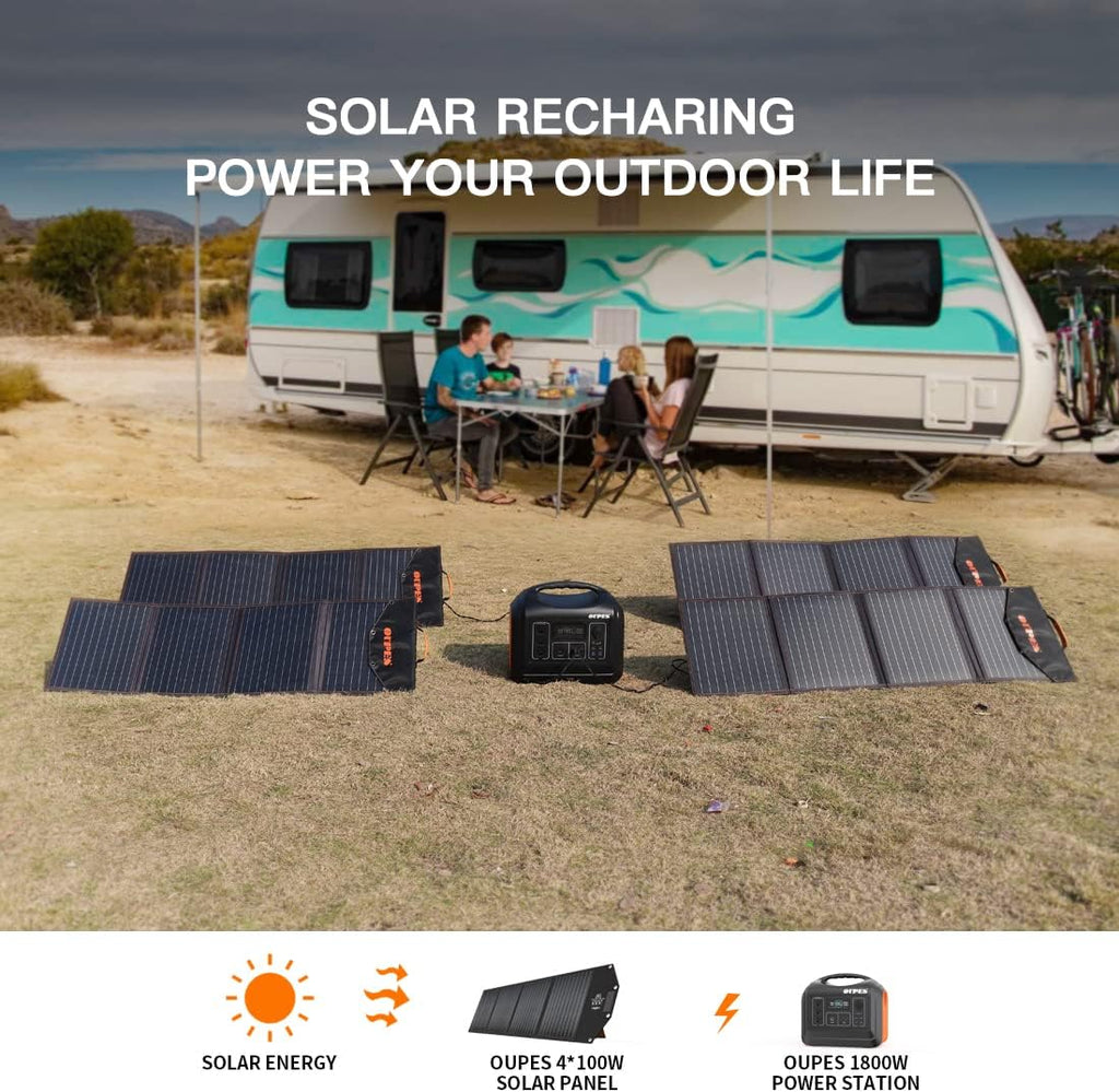 Solar Generator 1800W/1488Wh with 2 X 100W Foldable Solar Panel Portable Power Station LiFePO4 Battery A1448