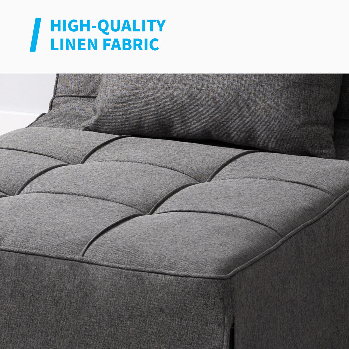 Dark Gray Linen Convertible Sofa Sleeper with Ottoman T386