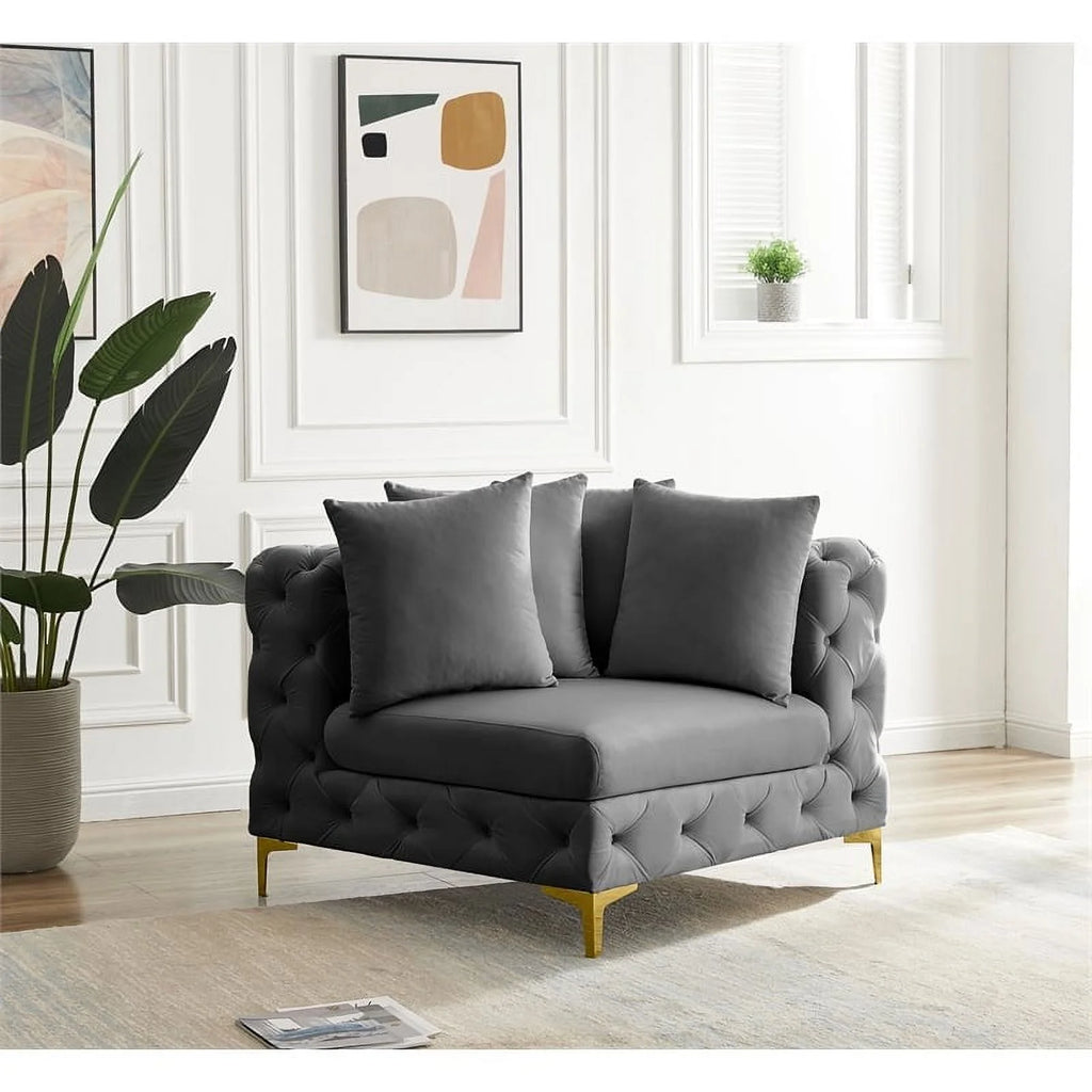 Grey Velvet Corner Chair R97001