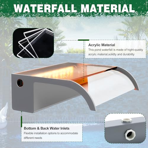 23.6" Transparent Acrylic Waterfall with Multi-Color LED Lights Q2723