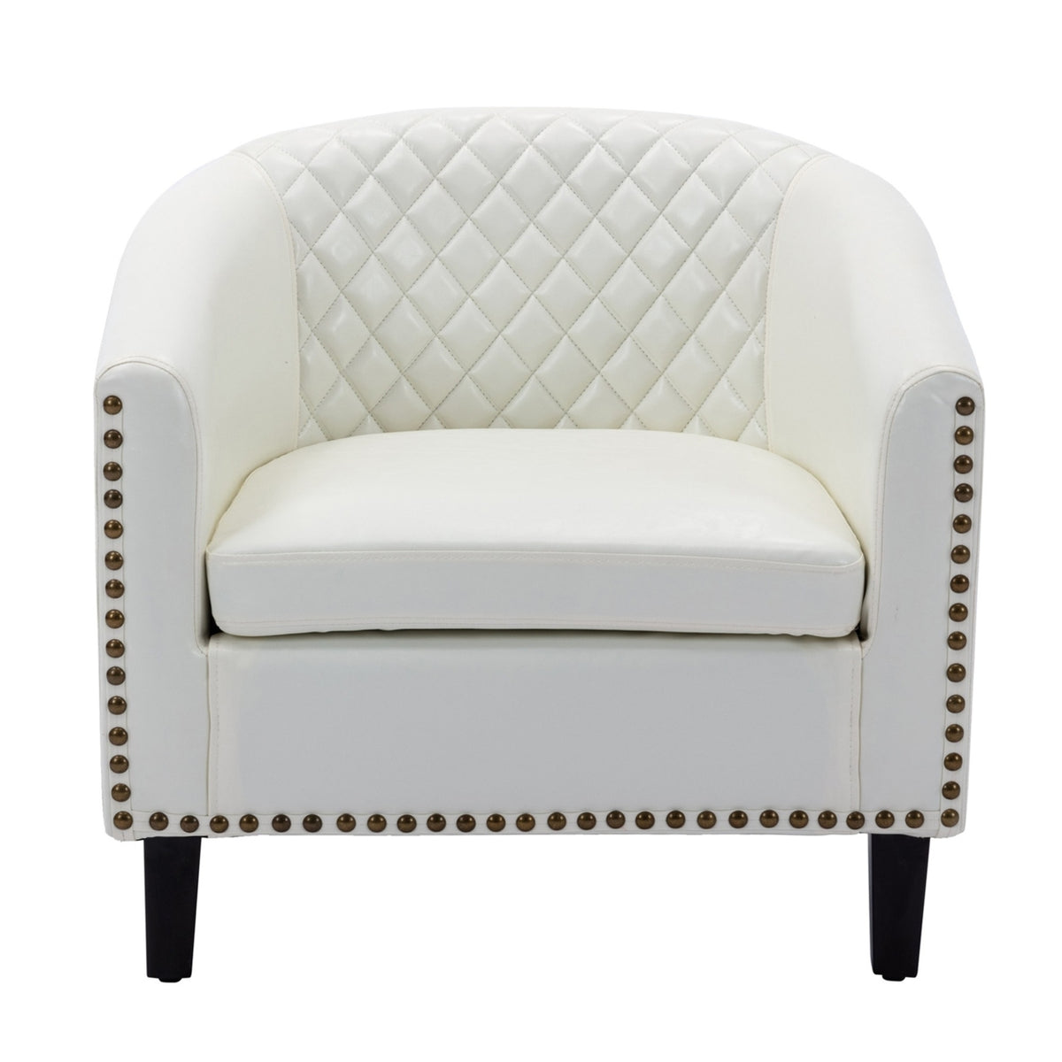 White Faux Leather Curved Accent Chair F453101