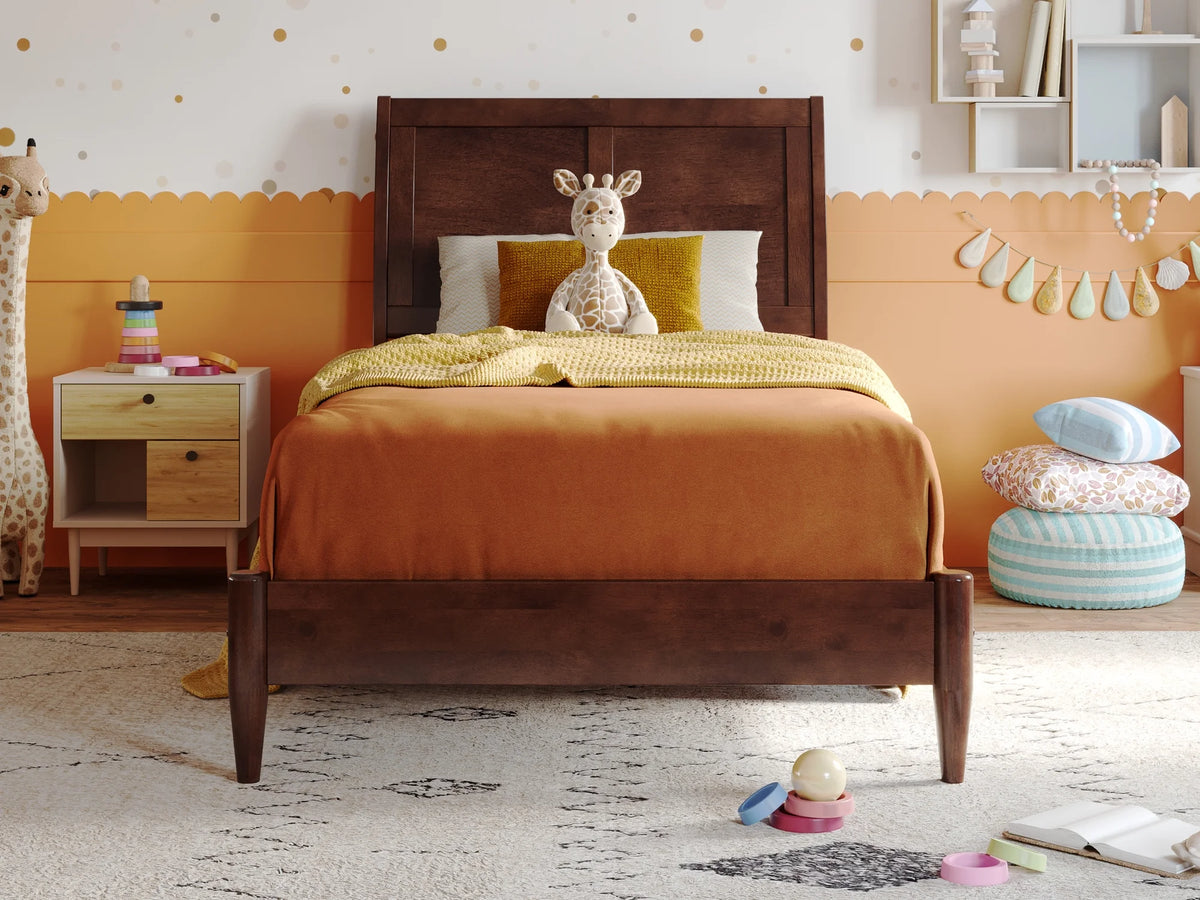 Twin Solid Wood Sleigh Platform Bed Q802