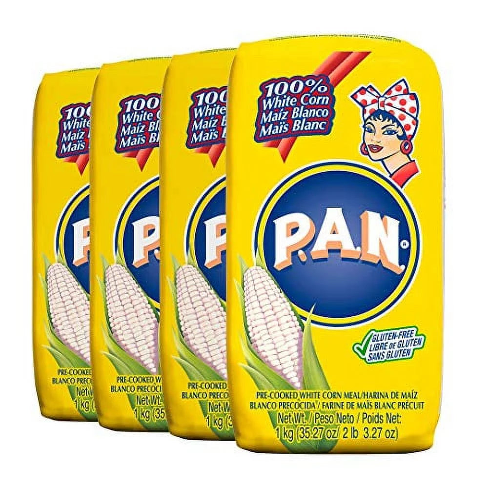 White Corn Meal Pre-cooked Flour for Arepas, 1 Kilogram (Pack of 4) T635