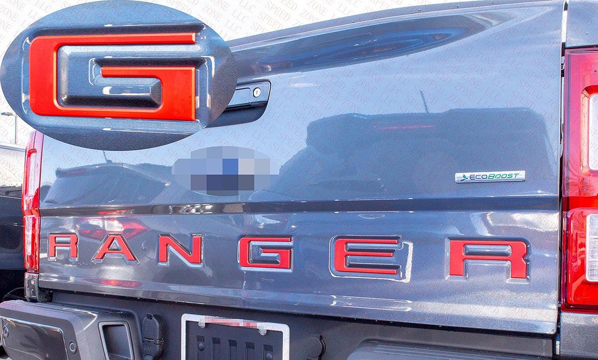 Black with Red Outline Double Layer Tailgate Insert Letters Pack of 2 G128046