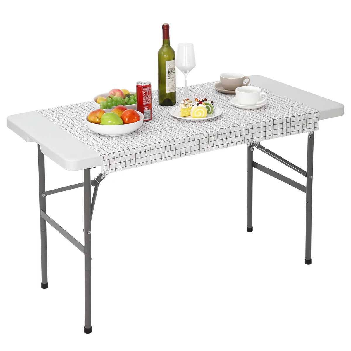 4FT White Plastic Folding Table J517832