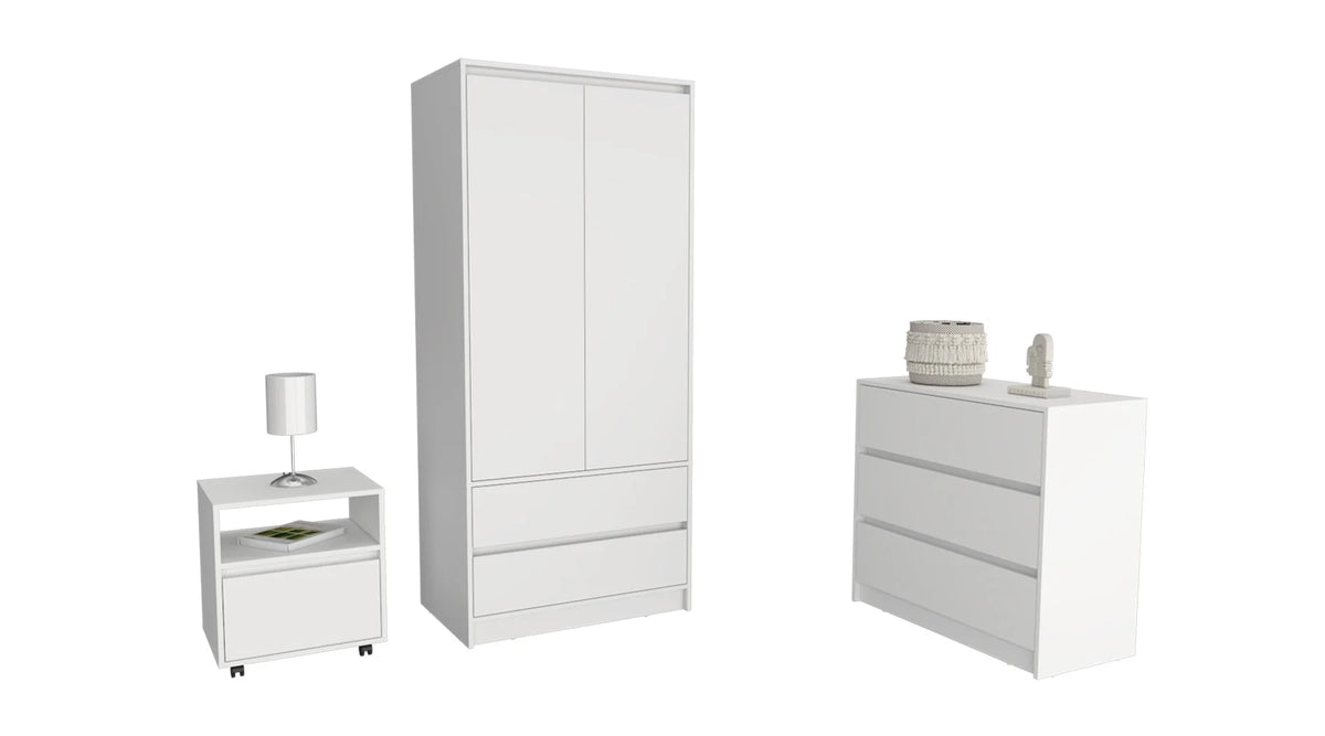 White 3 Piece Bedroom Set Q420537