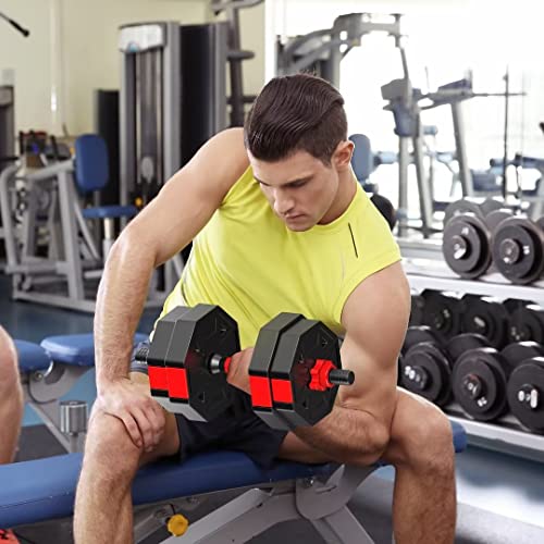 Adjustable Dumbbells Set, 20/30/40/60/80lbs Non-Rolling Hexagon O487
