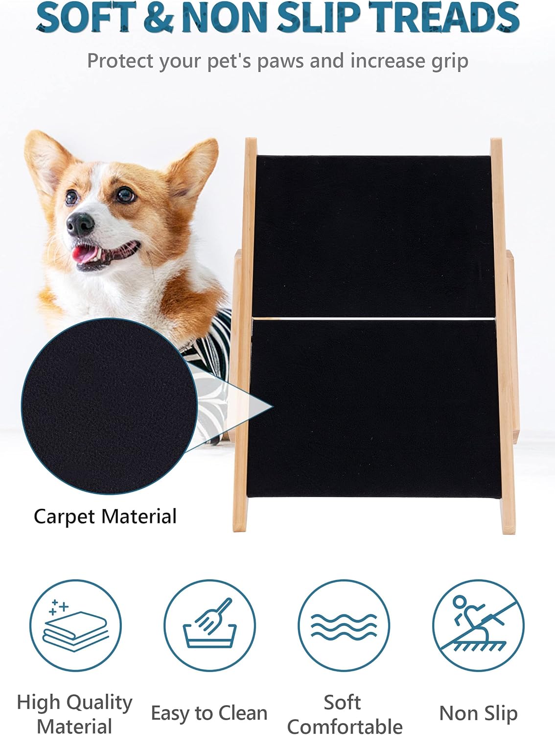 2 in 1 Foldable Wooden Non Slip Pet Stairs G726453