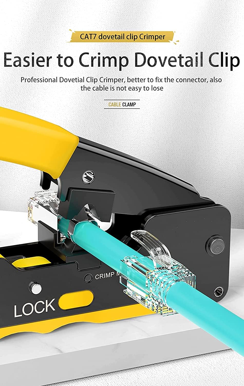 rj45 Crimp Tool Kit with Cat7 Shielded Connectors and Network Tester K36674