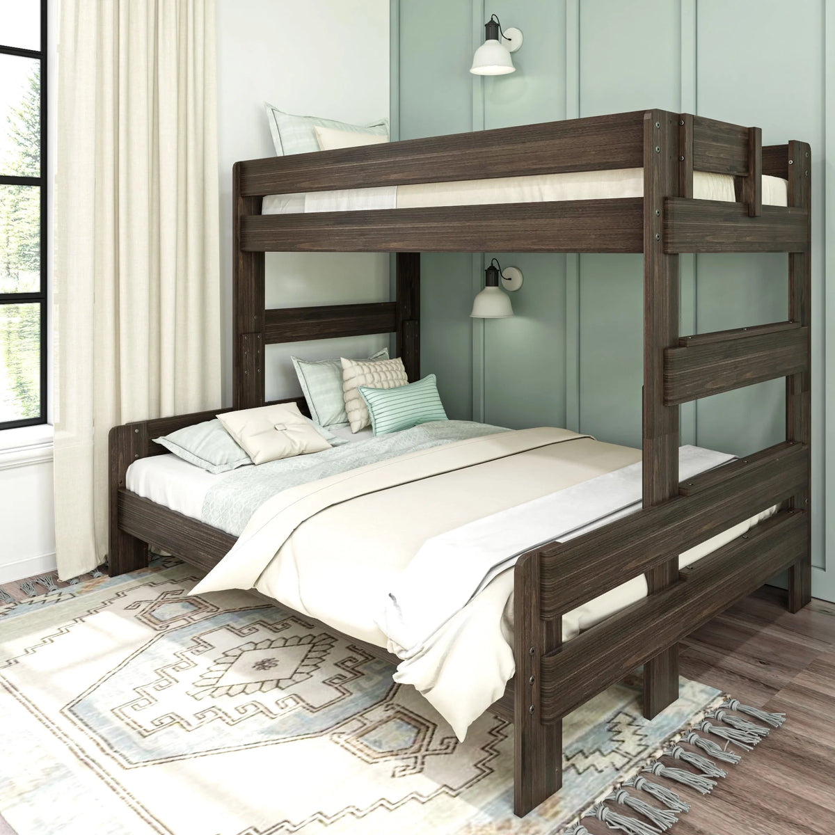 Twin XL Over Queen Platform Bed Frame Barnwood Brown C601962