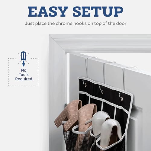White 3 Pack Over The Door Shoe Organizer with 12 Mesh Pockets U553