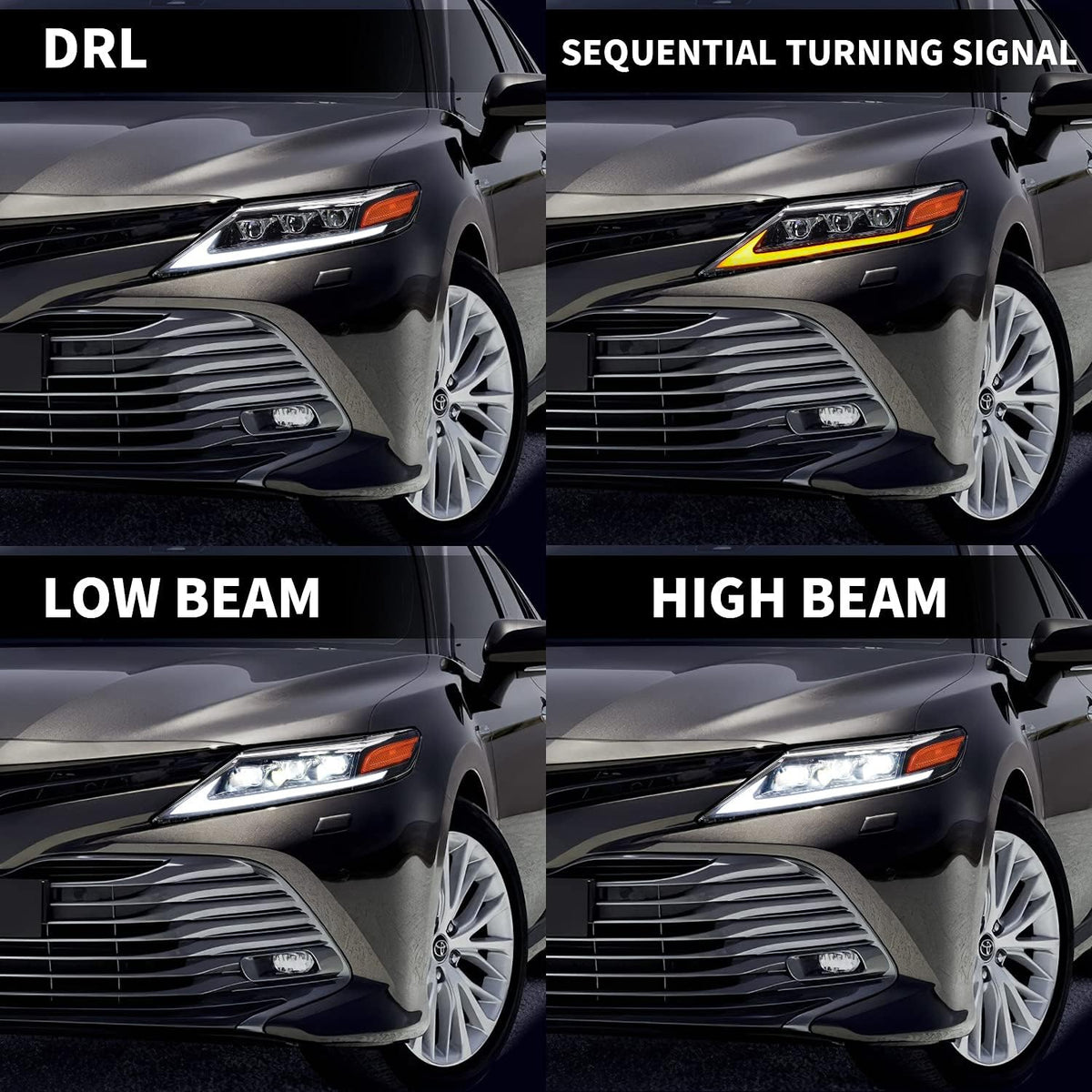 Full LED Projector Headlamp with Sequential Turn Signal DRL for Camry 2018 2019 2020 2021, A Pair J883