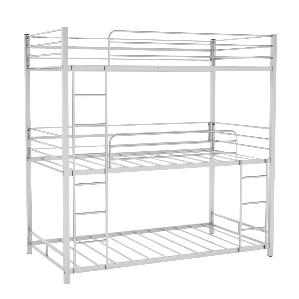 Metal Triple Bunk Bed Twin Over Twin with Ladder and Safety Guardrail N39085