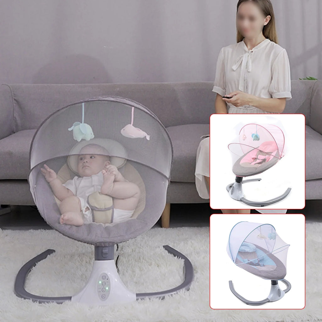 Blue Foldable Infant Swing Chair with Music Remote Control M208806