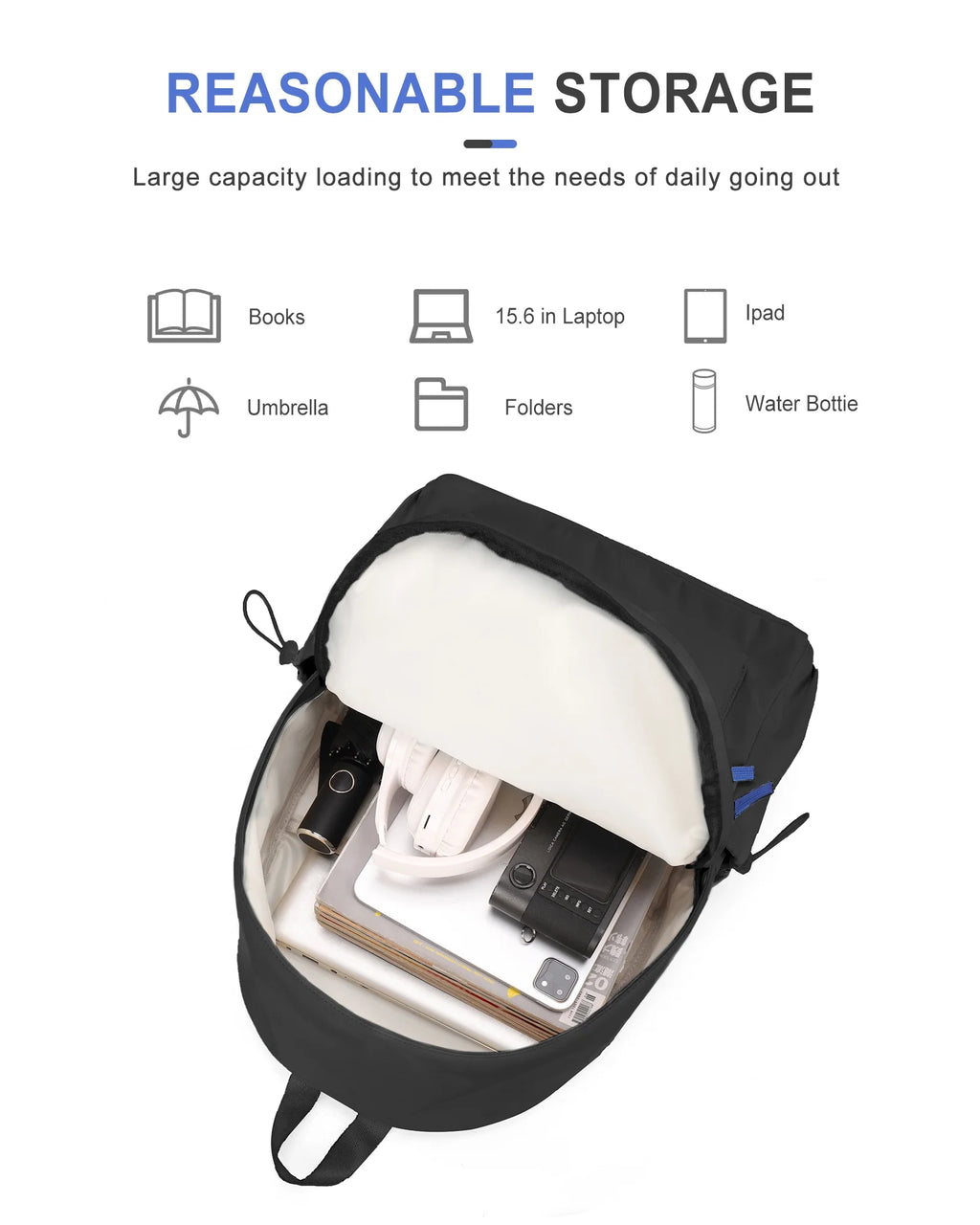 Waterproof Black Laptop Backpack I442146