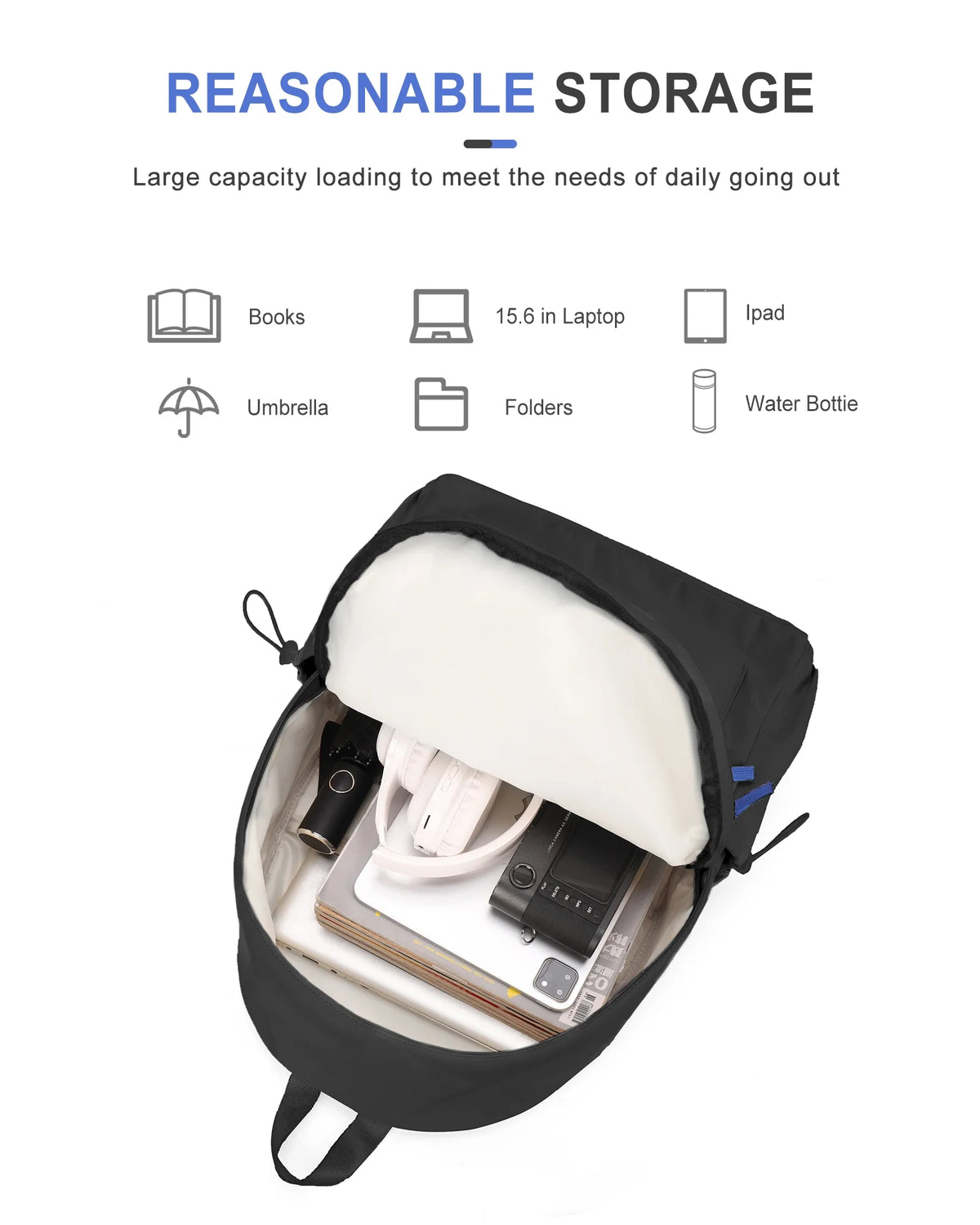 Waterproof Black Laptop Backpack I442146