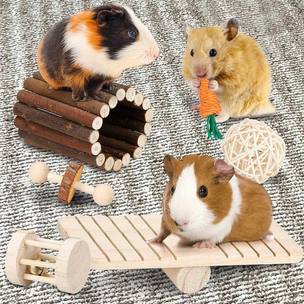 Hamster Chew Toys Set Small Animal Molar Teeth Care Wooden Accessories Z133058
