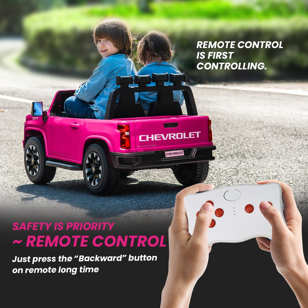 Pink 24V Ride on Car 2 Seater Electric Truck with Remote Control E3099