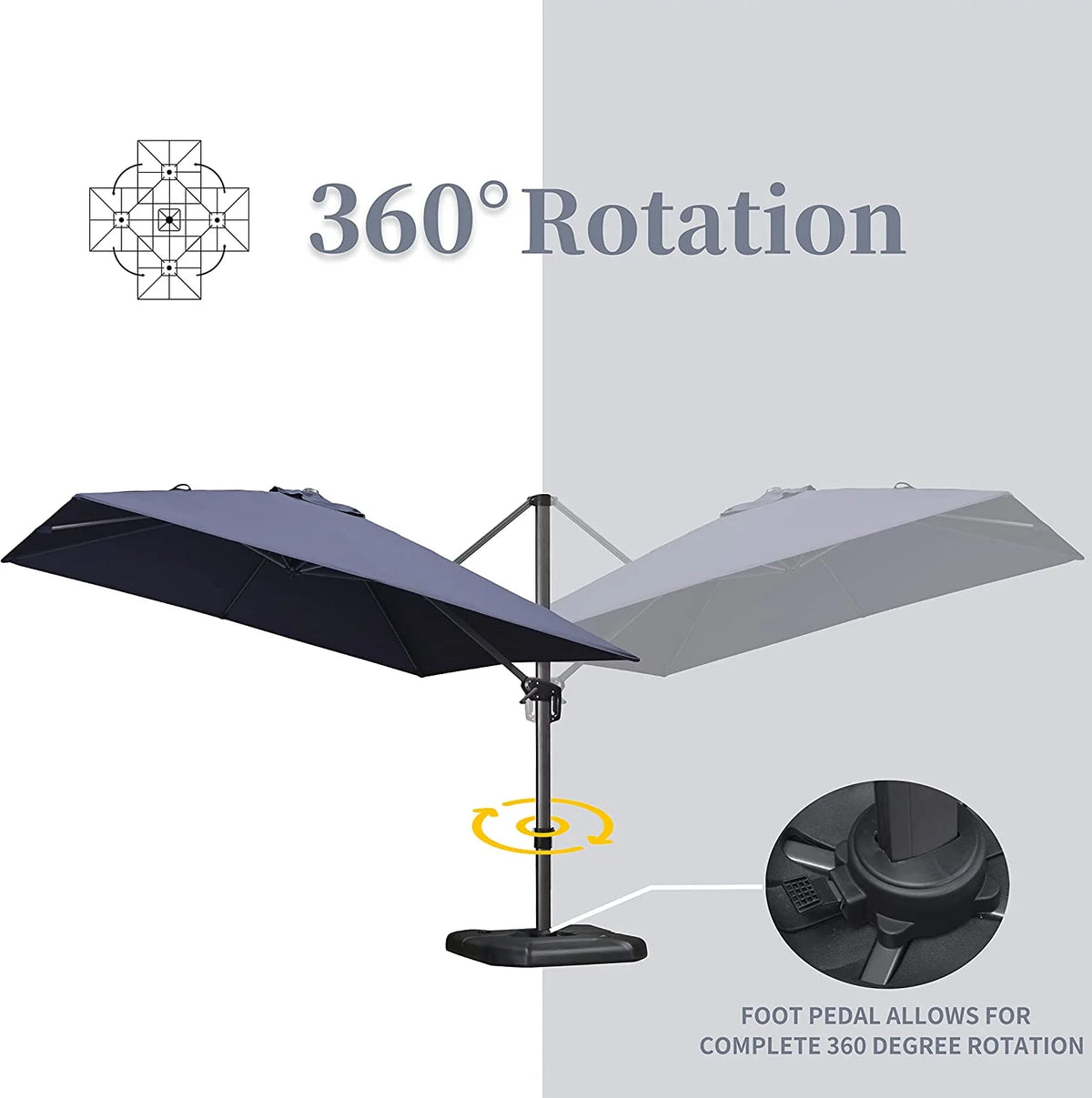 9 ft x 11.5 ft Navy Blue Aluminum Cantilever Patio Umbrella R9794