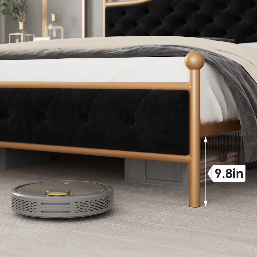 Black Queen Size Upholstered Platform Bed Frame Q95333