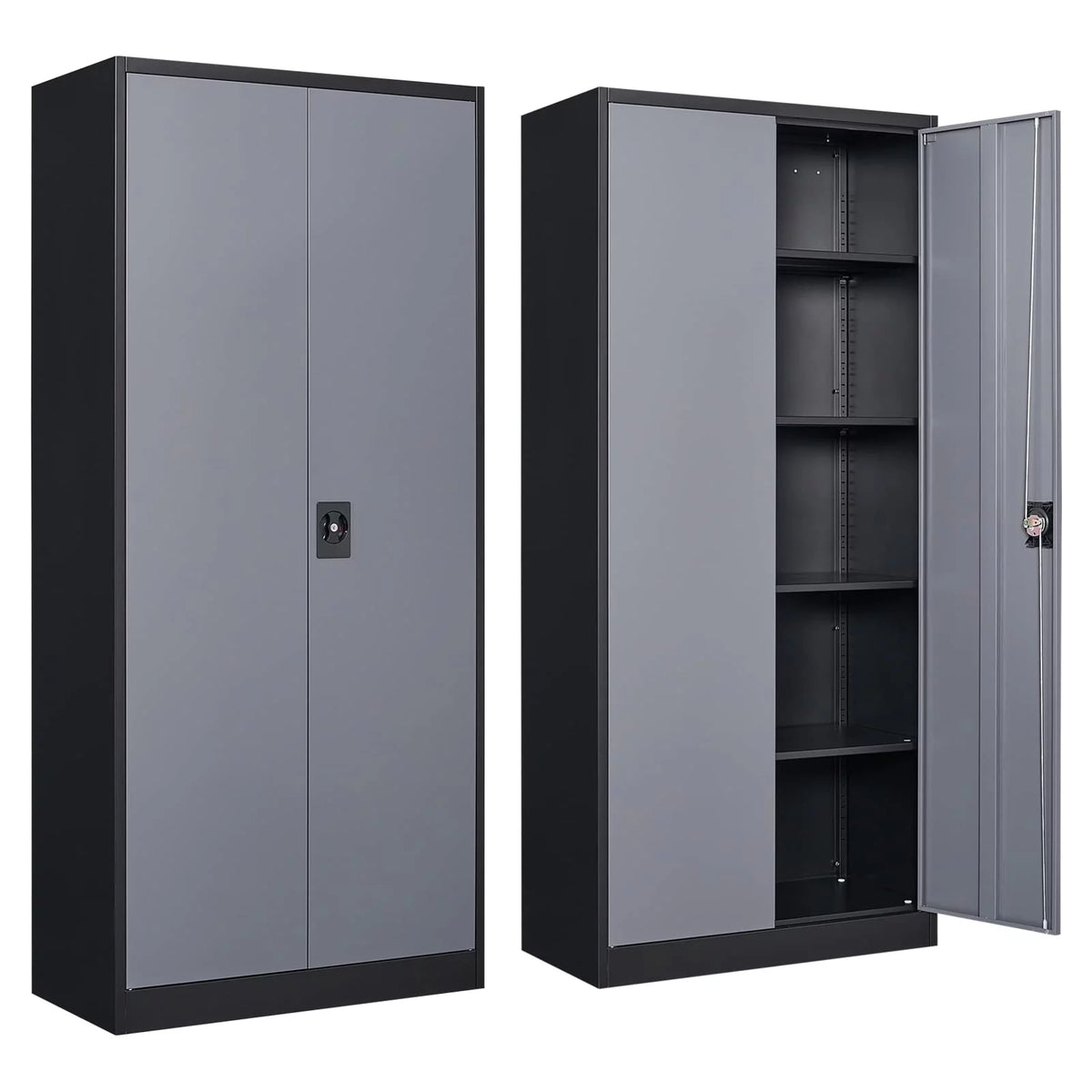 Metal Storage Cabinet with Lock Door, 71" Adjustable Shelf Steel Cabinet K59084