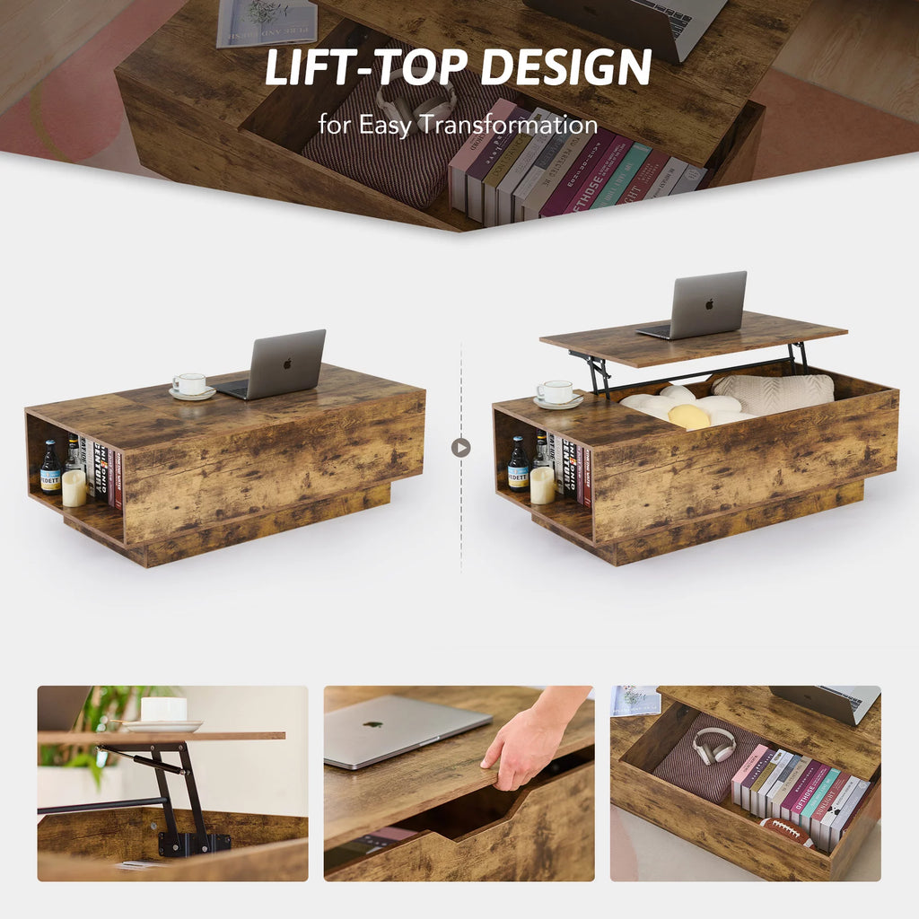 Lift Top Wooden Coffee Table with Storage Compartment S36653