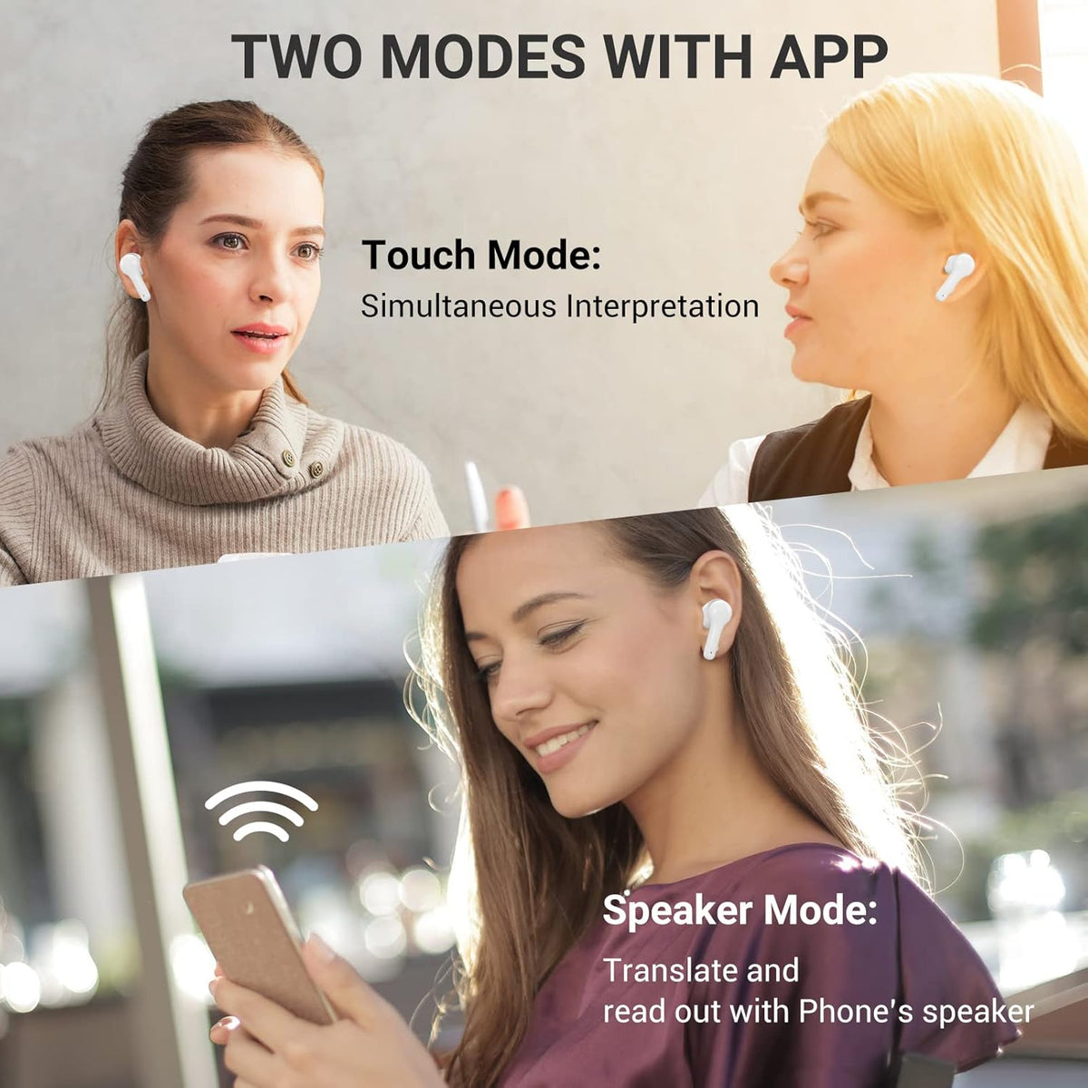 71 Language Instant Voice Translator Earbuds with Bluetooth E74828