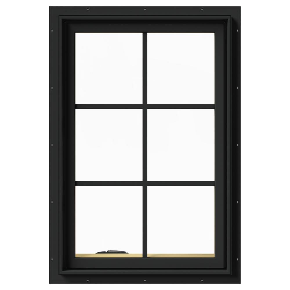 Bronze Painted Clad Wood Left-Handed Casement Window with Colonial Grids F253