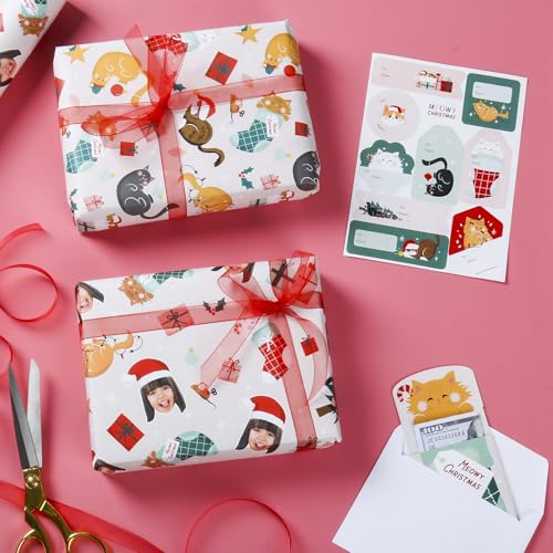Cat Christmas Gift Tag Stickers, 120 Stickers N30872