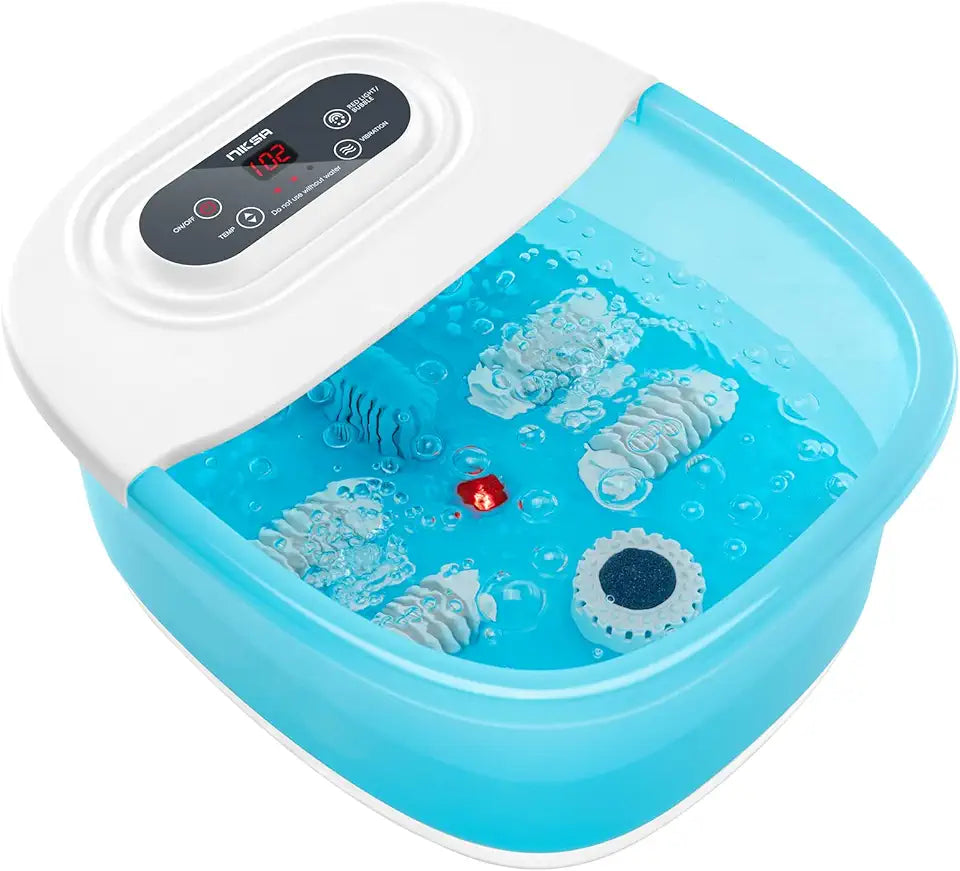 Foot Spa Bath Massager with Heat Bubbles Vibration and Red Light N36725