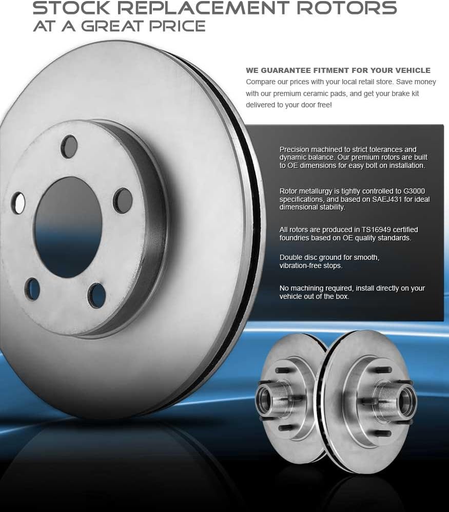 280.8 mm 5 Lug Brake Disc Rotors and Metallic Brake Pads Pack of 2 I7814