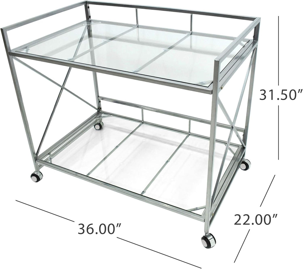 Industrial Modern Iron and Glass Bar Cart B984175