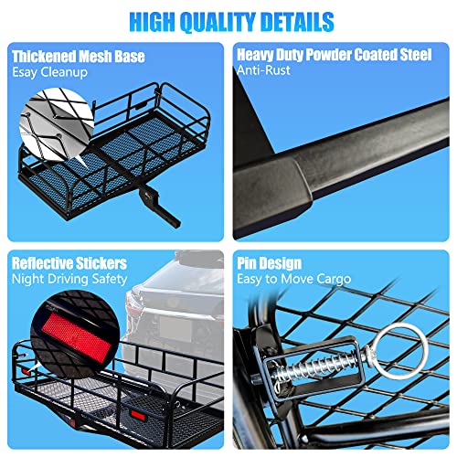 60"x24"x14.4" Folding Hitch Mount Cargo Carrier for 2" Receiver H2363
