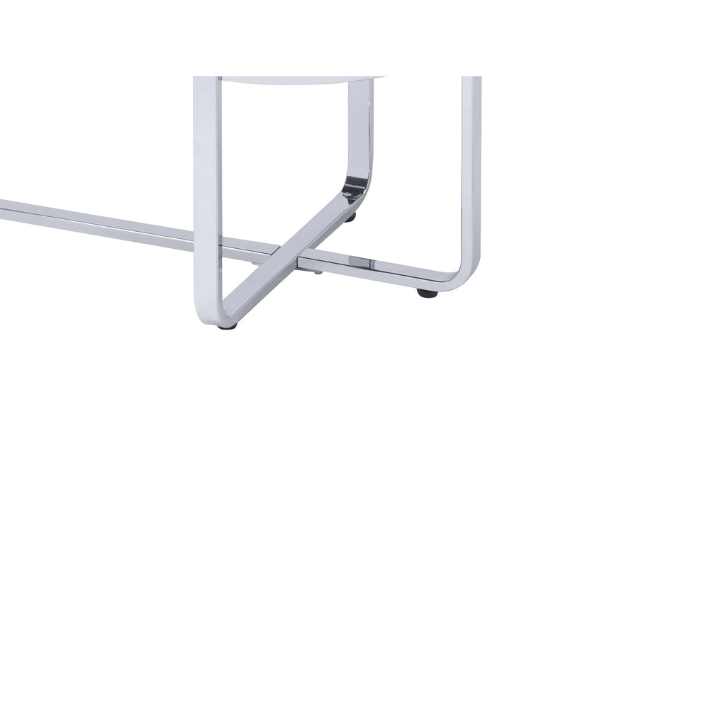 Metal Sofa Table with Glass Top, Silver and Clear N20447