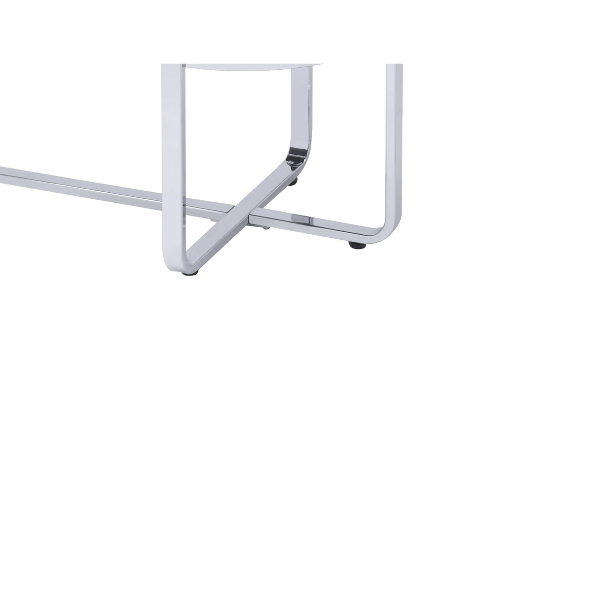Metal Sofa Table with Glass Top, Silver and Clear N20447