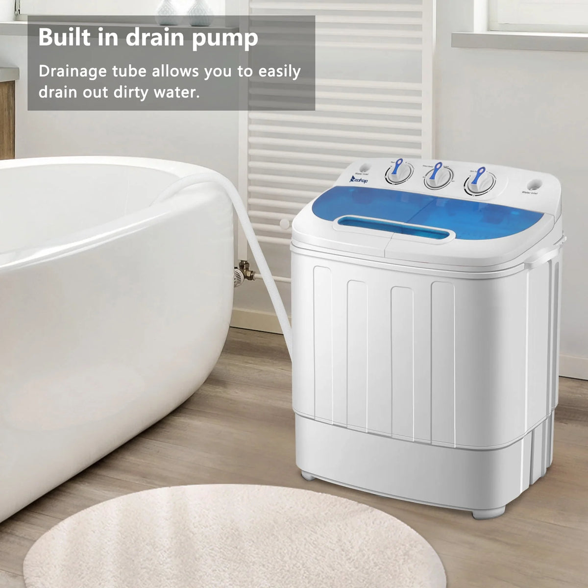 Portable Mini Compact Twin Tub 13.4lb Washing Machine P640972