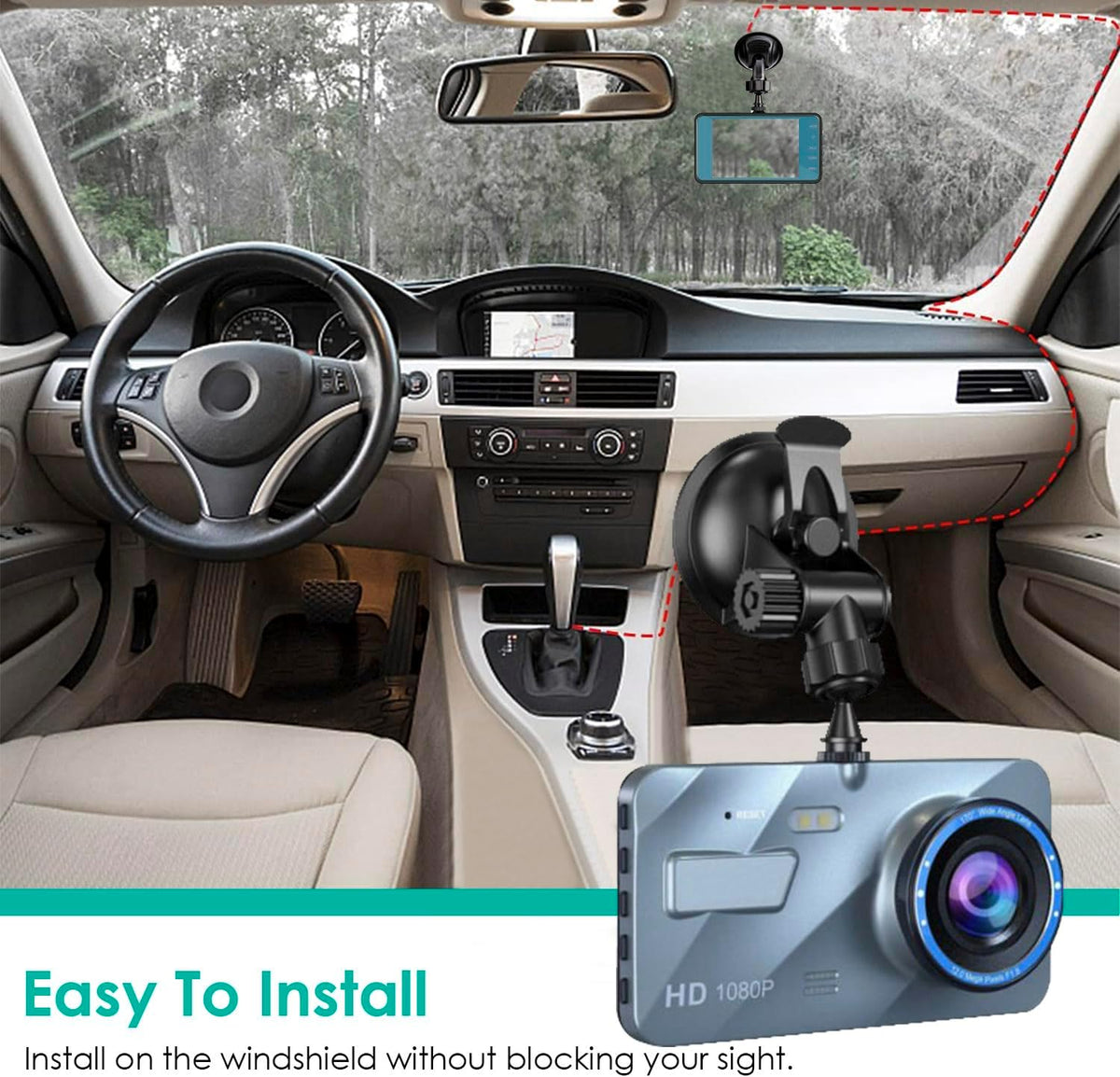 720P HD Dual Dash Cam with Night Vision and 4 inch LCD Display L14739