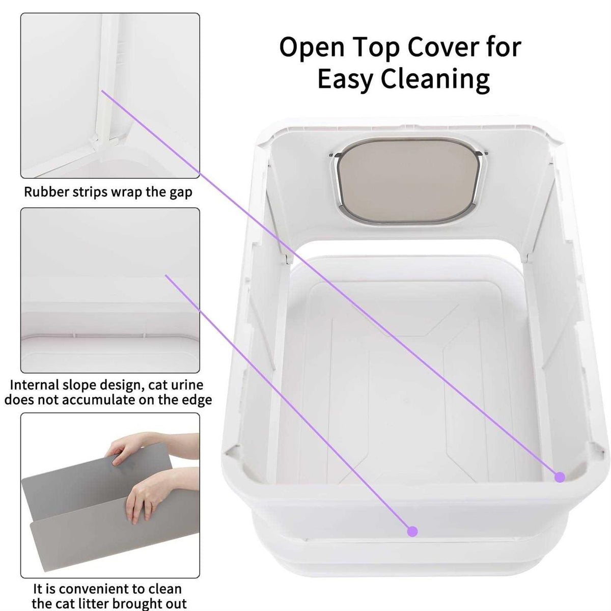 Large Top Entry Anti-Splashing Cat Litter Box with Lid D3951