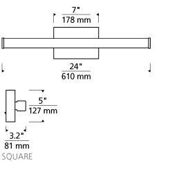 Satin Nickel Square 24 Bath Light B946