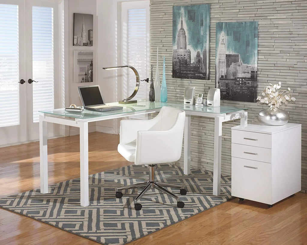 White Adjustable Swivel Office Desk Chair K6171