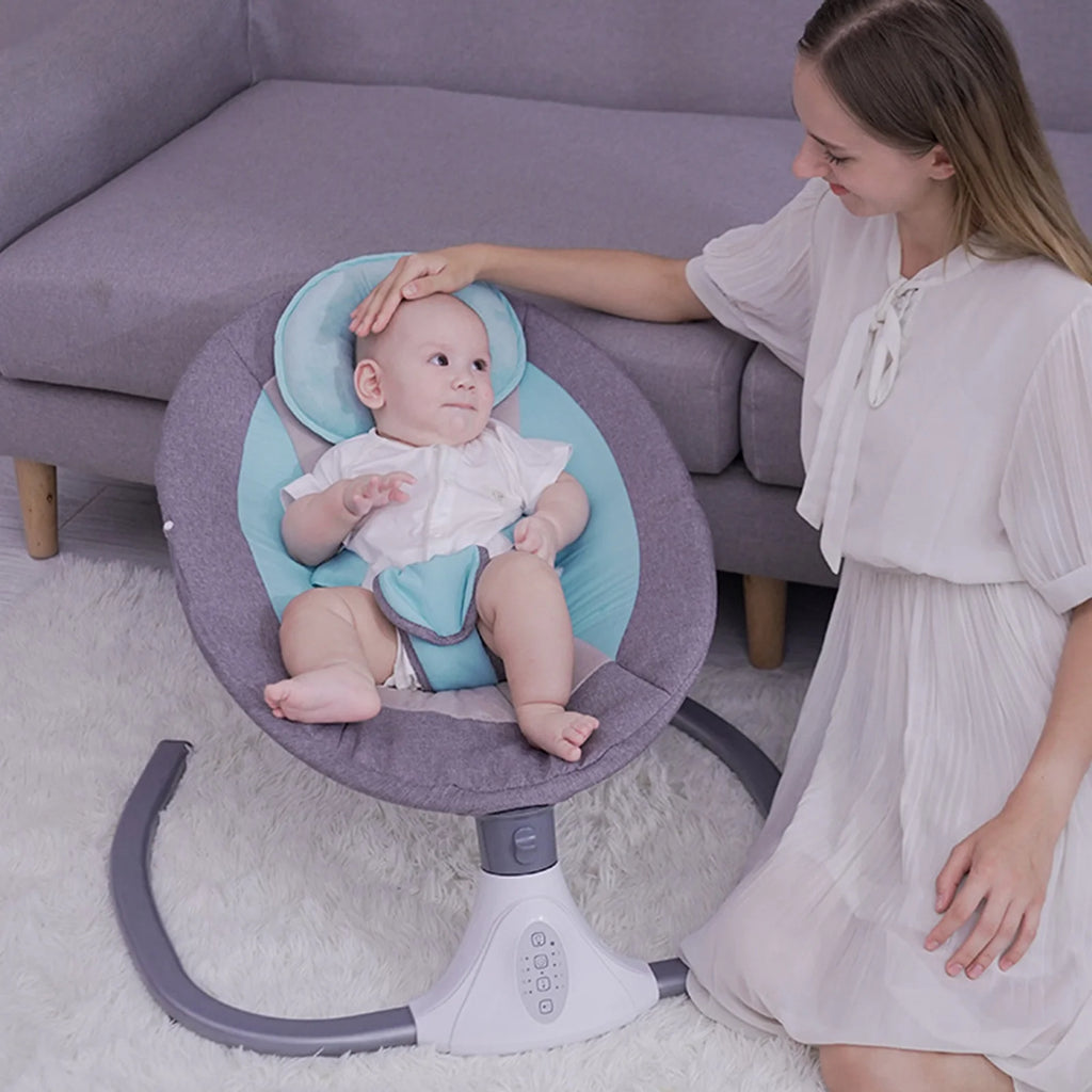 Blue Foldable Infant Swing Chair with Music Remote Control M208806